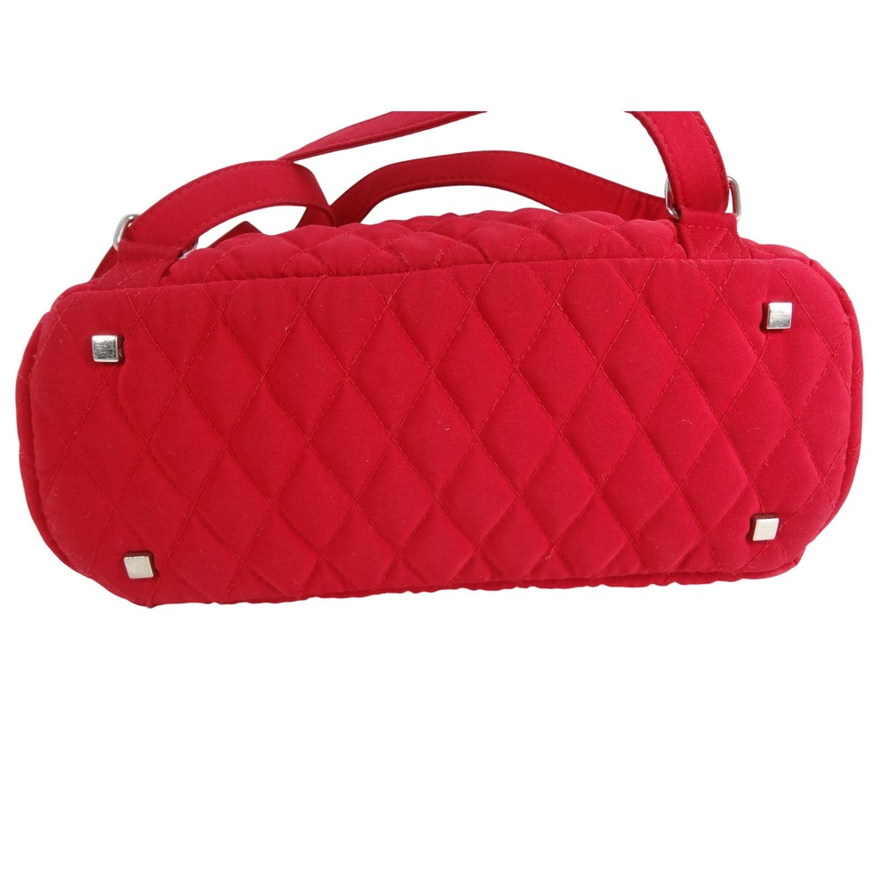 Vera Bradley Quilted Microfiber Backpack Small Red Excellent Diamond Flap - Picture 6 of 9